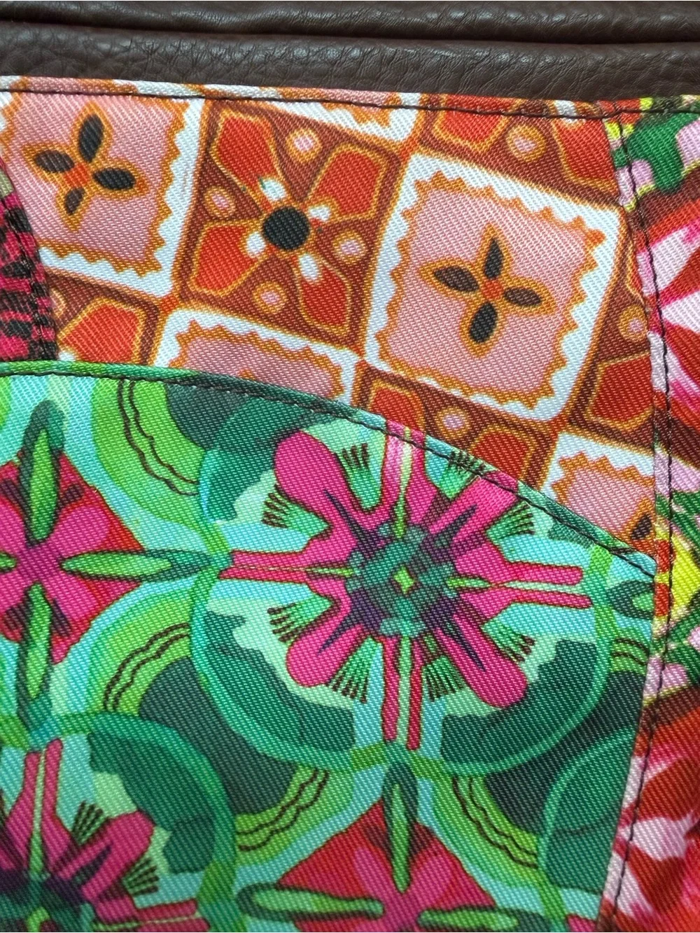 Desigual Multicolor Floral Geo Patch Crossbody with Brown Trim - Picture 15 of 17